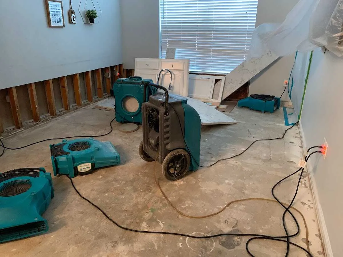 Dehumidifier in flood-cut room for Water Damage Restoration in Rib Mountain